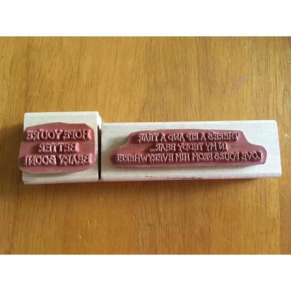2 NEW 1999  Retired Stampin‎ Up Wood Rubber Mounted Stamp, 